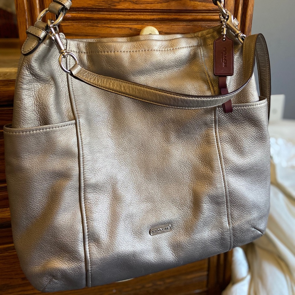 Silver metallic COACH CROSSBODY